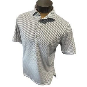 Stitch Herren Medium weiß/schwarz gestreiftes Kurzarm Polo - Bild 1 von 7