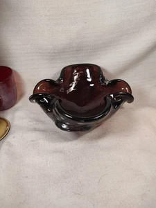 Vintage Deep Purple Glass Ashtray/Bowl Murano Sommerso Sticker Residue Scratch - Picture 1 of 24