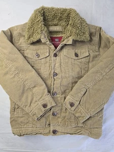 Faded Glory Kids Jacket Tan Corduroy Sherpa Lined Button Closure Youth 6-7 - Picture 1 of 22