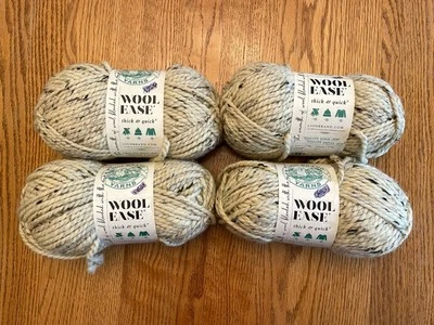 Lot Lion Brand 640-123E Wool-Ease Thick & Quick Yarn Oatmeal 3 Full 1 Partial - Image 1 of 4