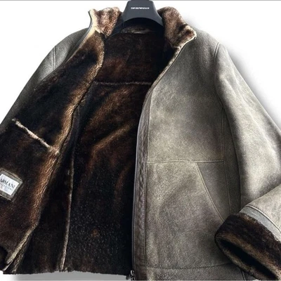 ARMANI COLLEZIONI Leather Shearling Coat Sheep Skin Size 52 Italy - Image 1 of 4