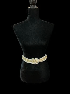 "Cinturón vintage metálico dorado plata cuerda nudo 30-35"" ajustable retro declaración" Foto 1 de 4