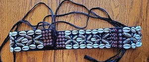 Vintage Bohemian Beaded Puka Shell Belt Womens Boho Beach 29" READ - Picture 1 of 18