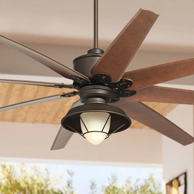 72" Predator Rustic Outdoor Ceiling Fan LED Light Bronze Cherry Frosted Glass - Image 1 of 4