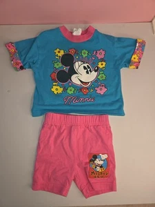 Disney Minnie Mouse vestito bambina 2t camicia e pantaloncini vintage Topolino bambino - Foto 1 di 14