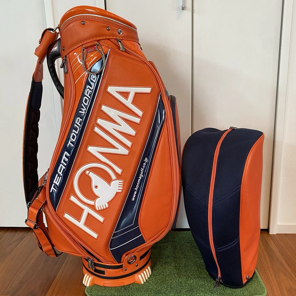 Honma Tour World Orange bolsa de carrinho multifuncional bolsa caddy de golfe rara usada no Japão - Imagem 1 de 4