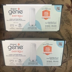 2 Packungen Windel Genie EasyRoll Nachfüller mit 18 Beuteln pro Packung unparfümiert, Easy Roll - Bild 1 von 7