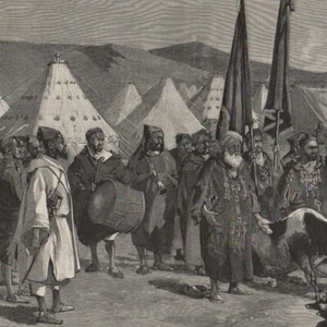 Maroc - Soumission montagnard sacrifice d'un taureau - Gravure de presse 1892 - Picture 1 of 2