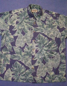 Camisa Cooke Street Hawaiana Aloha Estilo 0510-5008 Algodón Verde Púrpura Talla XL - Imagen 1 de 9
