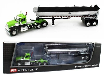 DCP 1:64 *GREEN & BLACK* Kenworth W990 Day Cab & CHROME MAC End Dump Trailer NIB - Image 1 of 4