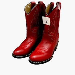 Masterson Boot Co. NEW Girl's (KIDS) Red Leather Cowboy Boots US Size 3 - Picture 1 of 5