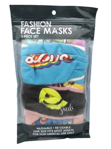 Fashion Face Masks 5 Piece Set Good Vibes Washable Reusable - NEW - Picture 1 of 3