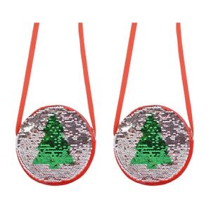  Set of 2 Sequins Messenger Bag Girls Coin Purse Christmas Crossbody Child Tree