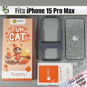 Screen Protectors for iPhone 15 Pro Max - 3 Pack HD Clear Glass w/Frame | FUNCAT - Picture 1 of 9