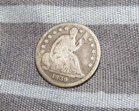 VF 1839 Silver Seated Liberty Half Dime Phil. Mint Very Fine Condition 1/2 dime Cover