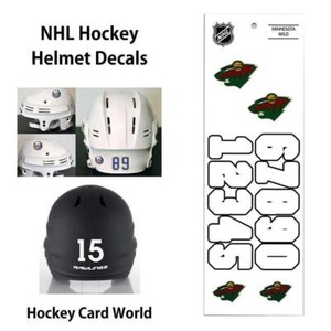 Minnesota Wild (WHITE) Hockey Helmet Decals Set - Numbers & Logos