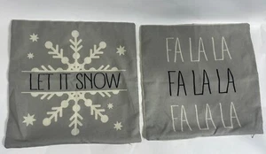Juego de 2 Fundas de Almohada de Navidad 17X17 Invierno LET IT SNOW Tirar Vacaciones FA LA NUEVO - Imagen 1 de 11