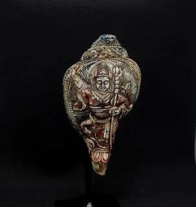 GC1,  Buddhist Padmasambhava Trumpet Guru Rinpoche Ritual Conch Shell handcarved - Picture 1 of 9