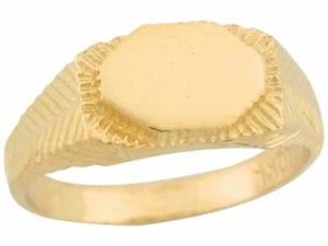 10k Yellow Gold Fancy Contemporary Signet Baby Ring size 4 - Picture 1 of 10
