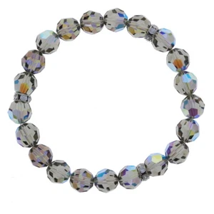 Black Diamond AB Elastic Stretch Bracelet, Genuine Crystals, Made with Swarovski - Picture 1 of 2