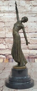LARGE DIMITRI CHIPARUS DANCER ART DECO BRONZE SCULPTURE MARBLE BASE FIGURINE ART - Bild 1 von 10