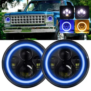 Par de faros LED redondos de 7" 105W alto/bajo DRL para Chevy 1975-1980 K10 K20 K5 C10 - Imagen 1 de 11