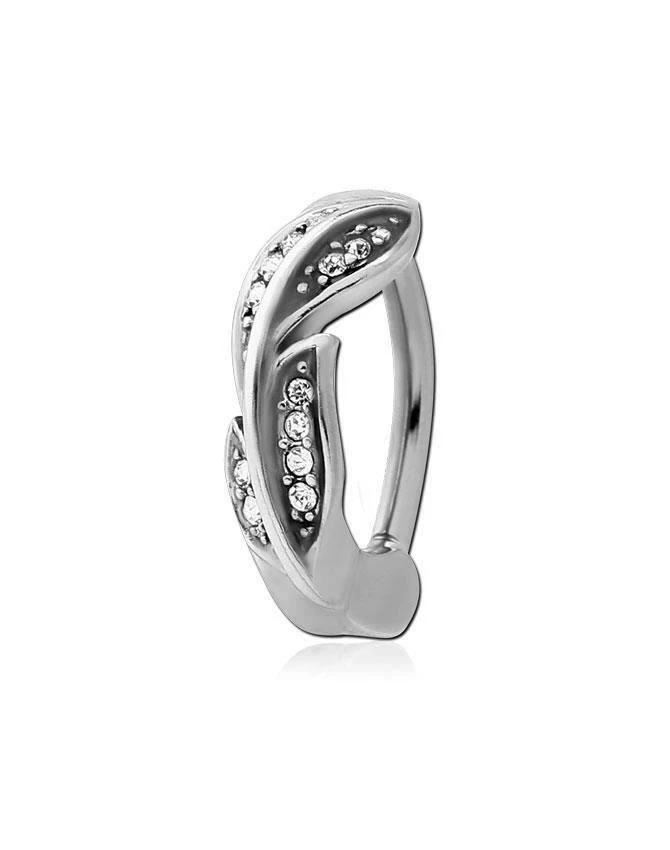 316L 手术钢肚脐肚脐按钮点击环羽毛 14 Gauge 14G — 第 1/1 张图片