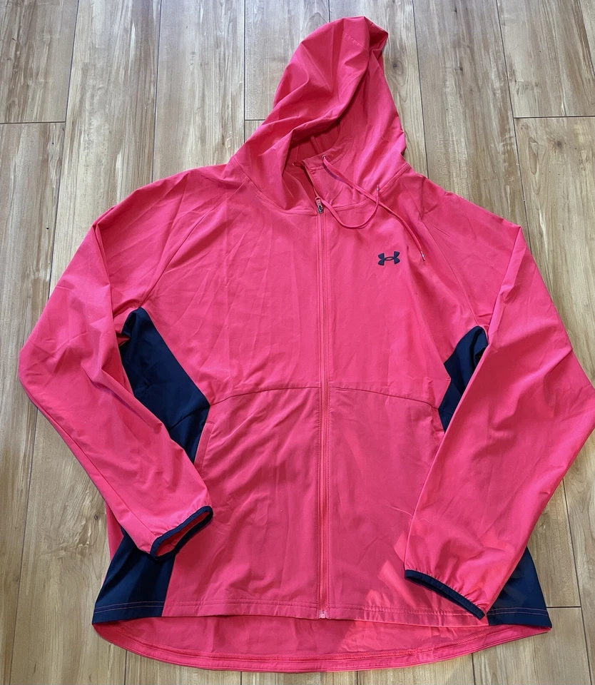 Under Armour Storm Windbreaker Hooded Jacket Loose Fit Full Zip Red XXL Men’s - Image 1 of 4