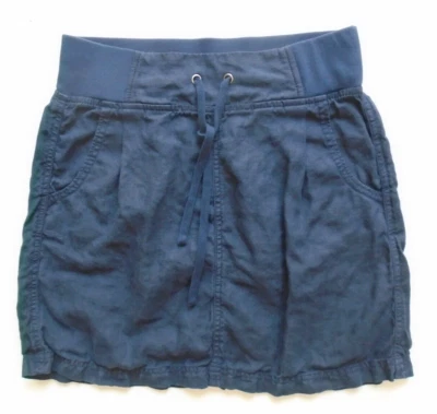 Athleta 海军蓝亚麻裙 4 码抽绳口袋 — 第 1/4 张图片