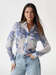 Guess Damen Bluse Hemdbluse Clouis Blumen-Print W5GH59 NEU F/S 2025 Gr. L - Bild 1 von 4