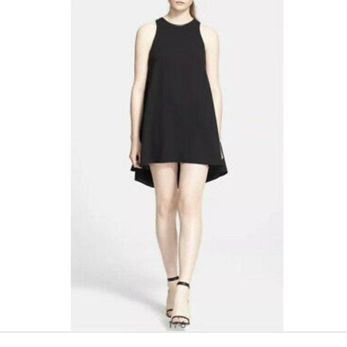 ABITO GREZZO CREPE OPACO T ALEXANDER WANG NUOVO CON ETICHETTE bordo in pelle intorno al collo taglia 8