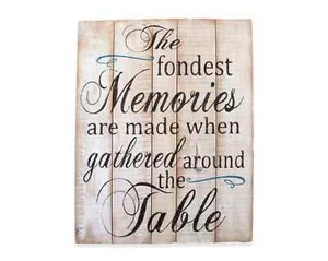 Rustic Wood sign Dining Room Decor Gathered around the Table plaque 12" x 18" - Picture 1 of 3