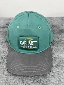 Carhartt Canvas robuster Aufnäher verstellbare Kappe Mütze Druckknopflasche Mütze grün & grau EUC - Bild 1 von 11