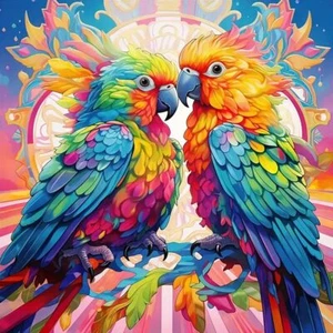 Parrots Diamond Painting Art Kits for Adults Full Round Drill Gem Art Wall Decor - Picture 1 of 7