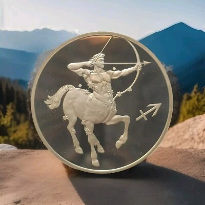 Sagittarius.Zodiac Signs.Archer.Coin Silver. - Image 1 of 4