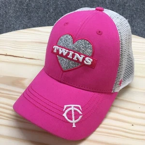 Minnesota Twin Trucker Hat Youth Pink OS Adjustable Curved Brim Embroidered Logo - Picture 1 of 15
