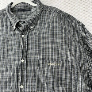 White & Graye Budweiser Plaid Button Up Shirt Pocket Front 2XLT - Picture 1 of 7