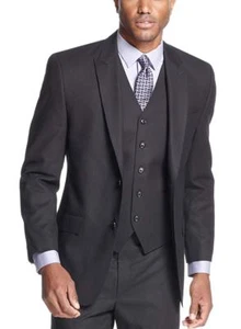 Sean John Classic Fit Black Striped Two Button Blazer Sportcoat W/ Peak Lapels - Picture 1 of 3