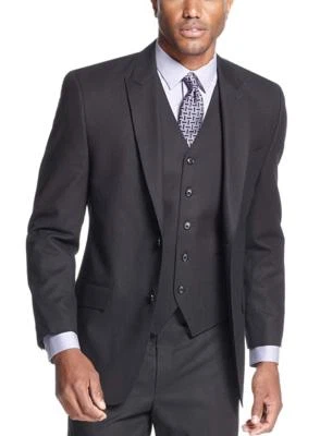 Blazer Abrigo Deportivo Sean John Calce Clásico Negro Rayas Dos Botones con Solapas Pico Foto 1 de 3