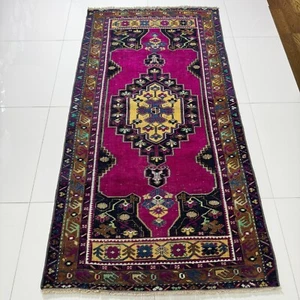 Vintage Hand Knotted Wool Oriental Rug, 3x6 Turkish Oushak Carpet - Picture 1 of 10