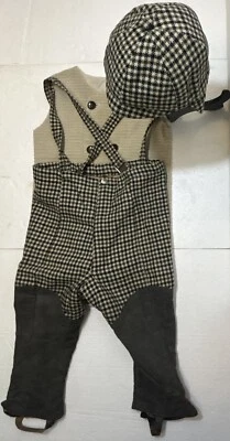 Tirantes, mameluco y sombrero de tweed y cuero de colección para niños talla 4 Foto 1 de 4