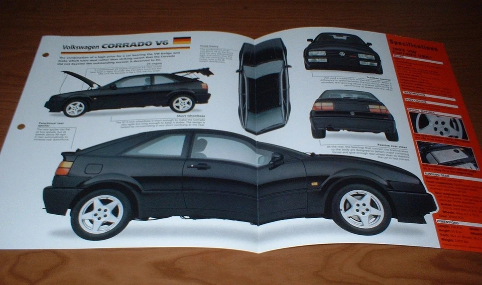 1993 VOLKSWAGEN CORRADO VR6 ORIGINAL IMP BROCHURE 93 90-95 VW VR-6 SPECS INFO★ - Image 1 of 1