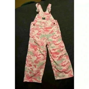John Deere Girls 4T Denim Overalls Pink Camo Adjustable Strap w/Logo - Picture 1 of 5
