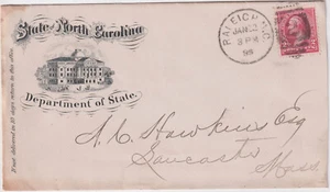 Raleigh N.C Dept. of State Bldg.Ill 1895 Cover W/ 2c Bureau issue tied VF (b233) - Picture 1 of 1