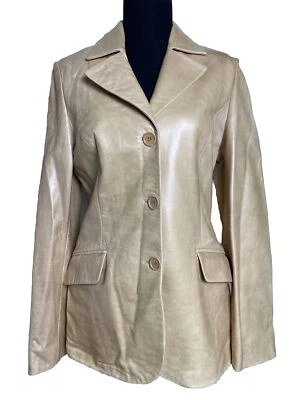 Blazer Mujer XS Cuero Marfil Bella Bicchi Cuero Hecho en Turquía De Colección Foto 1 de 4