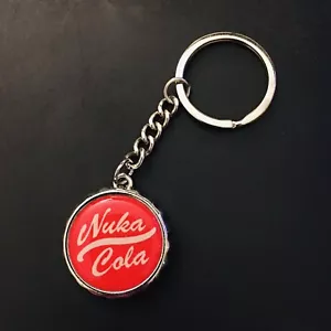 Fallout Nuka Cola Logo Bottle Cap Keychain - Bottle Opener Key Ring Red - Picture 1 of 3