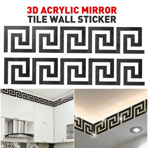 DIY 3D Acrylic Mirror Tile Wall Sticker Decal Art Mural Decor 10-60PCS