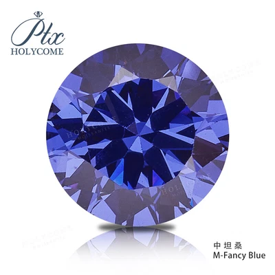 5A Brilliant Cut Cubic Zirconia Round Tanzanite Loose Gem Lab-Created CZ Jewelry - Image 1 of 4