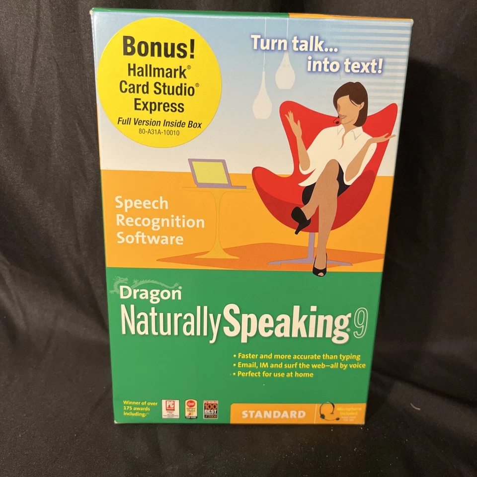 Dragon Naturally Speaking 9 Standard SPEECH RECOGNITION SOFTWARE NEW NEVER OPEN - Image 1 of 4