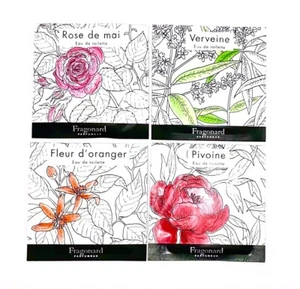 Fragonard Panni Profumati Set 4 x 2ml Rose Mai Verveine Pivonie Fleur d'Orang - Foto 1 di 3